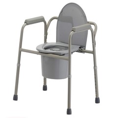 3-in-1 Bedside Commode, Adjustable Height, Steel Frame, 350 lb, Gray Nova 8450