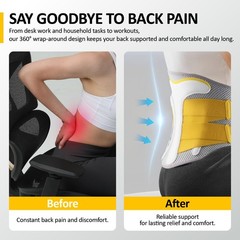 Lower Back Brace for Women and Men – Adjustable Lumbar Back Brace, Full Suppo…