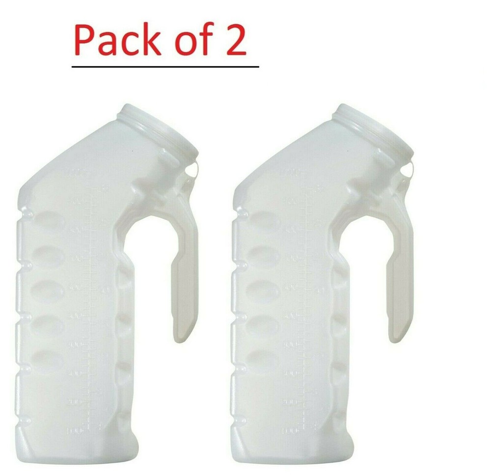 2 Pcs Men’s Male Urinal Pee Bottle Travel Trip Toilet Car Portable 32 Oz Clear