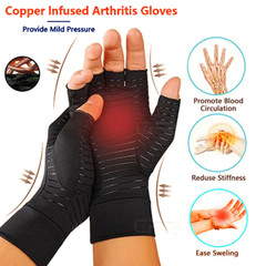 Copper Compression Gloves Carpal Tunnel Arthritis Joint Pain Relief Hand Support