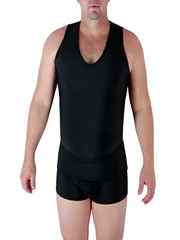 Men’s Microfiber Compression V-Tank for Gynecomastia, Belly Support – USA Made