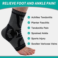INDEEMAX Copper Ankle Brace Large, Copper-Silver Black 2 Pack