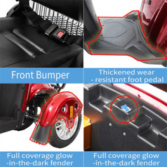 800W 4-Wheels Heavy Duty Senior Mobility Scooter 15mph 31 Miles Range 500lbs