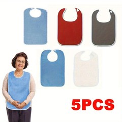 5PCS Adult Bibs for Eating Women/Men Bib-Washable Reusable Antifouling US