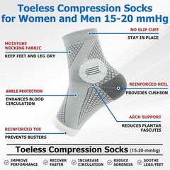 6Pairs Toeless Compression for Women Men – 15-20 mmHg Medical Grade Support f…