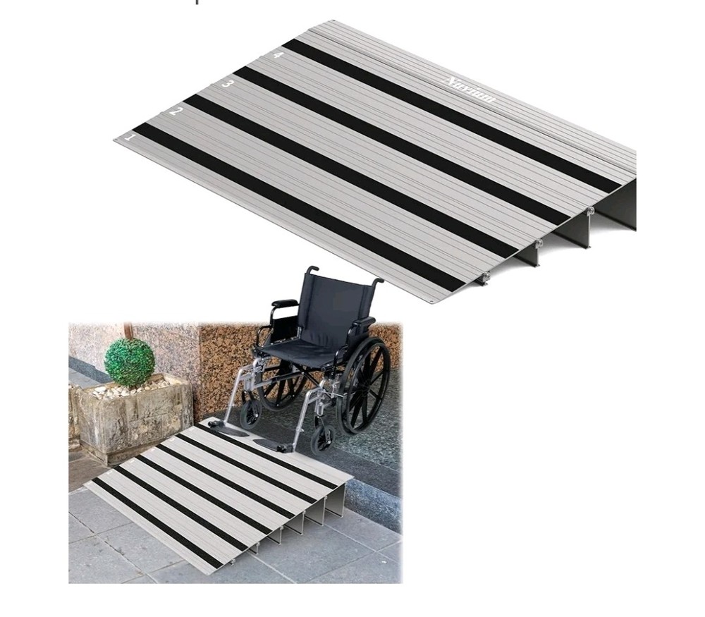 Nuvium 4″ Rise Modular Threshold Ramp for Doorways, Stable Wheelchair Ramp fo