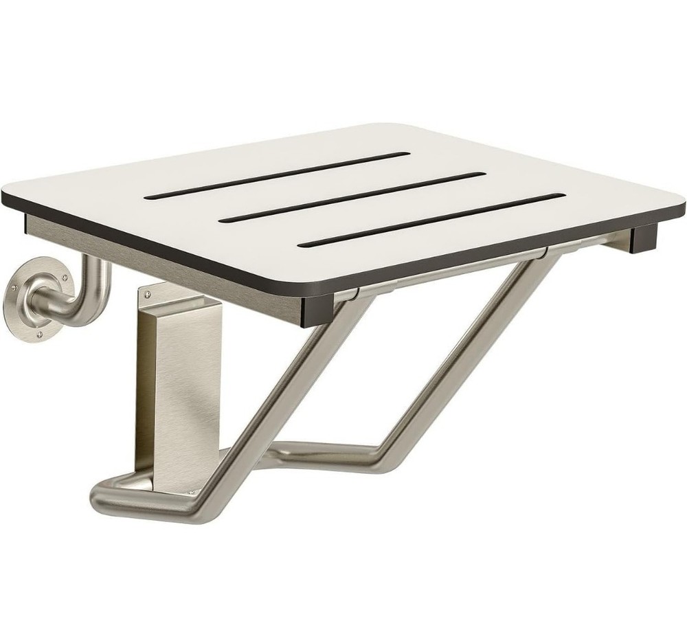 Stardrix 18″ x 16″ ADA Compliant Phenolic White Folding Shower Seat Bench, Wall