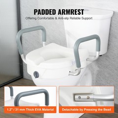 VEVOR Raised Toilet Seat 5″ Height Raised 350 lbs for Round and Elongated Toilet