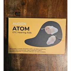 Audien Atom OTC Hearing Aids Pair with Charging Case for Parts or Repair