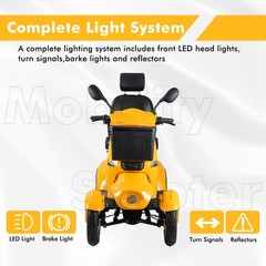 4 Wheel Fully Enclosed Mobility Scooter 1500W 3-Speed 40 Mile 660lb Capatity