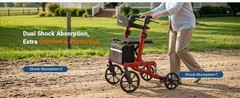Rollator Walker for Seniors Safe Folding Adjustable Shock-Absorbing All Terrain