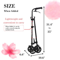 Wheel with brake Cane II Working cane used like a handrail Seniors Adults Floral