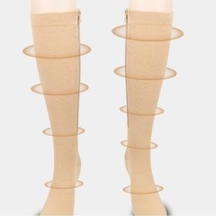 Nylon Zipper Compression Socks Support Graduated Stockings Mens Womens 20-30mmHg