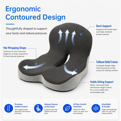 Memory Foam Seat Cushion with Lumbar Back Support, L-Shaped Ergonomic Chair Cush