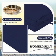 HOMELYSIAN Waterproof Outdoor Chair Cushions Set of 2, Square 19x19x3, Navy