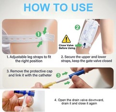 Urinary Drainage Bag 1000ML Urine Catheter Leg Bags 4Pcs with Anti-Reflux Chambe
