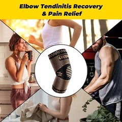 Copper Golfer Tennis Elbow Brace Support Compression Sleeve Arthritis Tendonitis