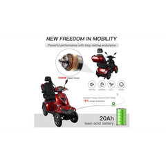 HS4W-A1R Heavy Duty 4 Wheel Mobility Scooters, Red Color