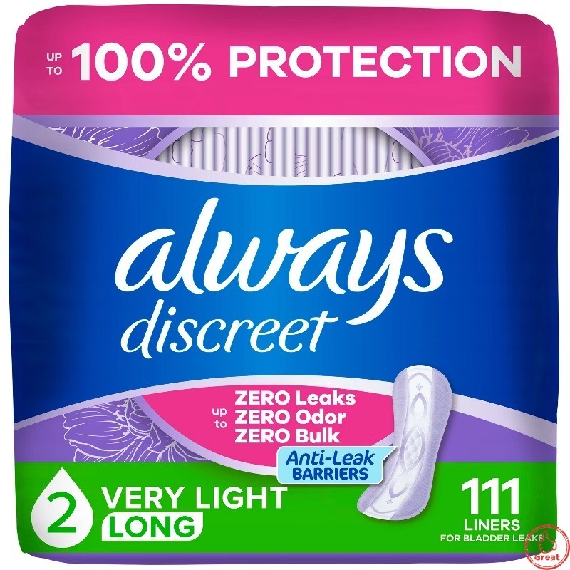 Menopause Incontinence Liners – Very Light Absorbency – L – 111ct