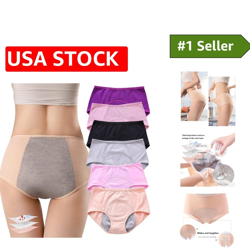 Comfortable Reusable Incontinence Underwear – 6 Multi-Color Briefs for Women