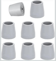 Gray Rubber Cane Tips (8 Pack) Non-Slip Quad 1 Inch Replacement A