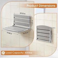 20″ Folding Shower Seat, Fold Down Shower Seat Wall Mounted (Open Box)