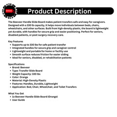Beeveer Slide Board with Handles – Patient Transfer Assist Device 330 lb, Orange