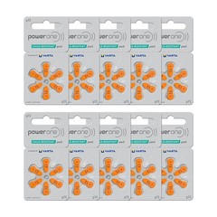 powerone Size 13 Hearing Aid Batteries Zinc Air P13 Pack of 60