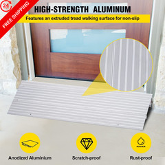 Door Threshold Ramp 2″ Rise Aluminum 2 Inch (Pack of 1), Metallic