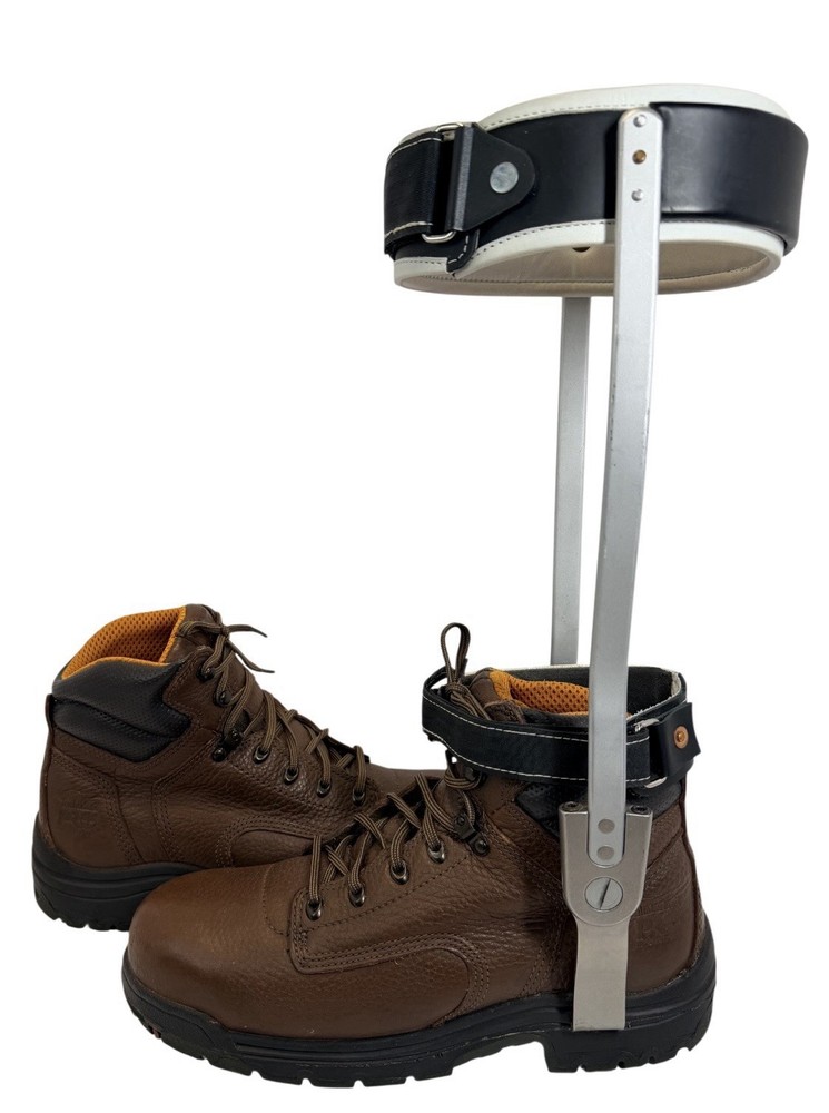 ORTHOPEDIC MENS LEG ANKLE POLIO BRACE METAL FRAME STEEL TOE SIZE 10W