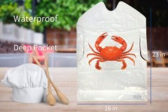 Disposable Crab Bibs for Adults with Wet Wipe Moist Towelettes, 50 Pc. Set…