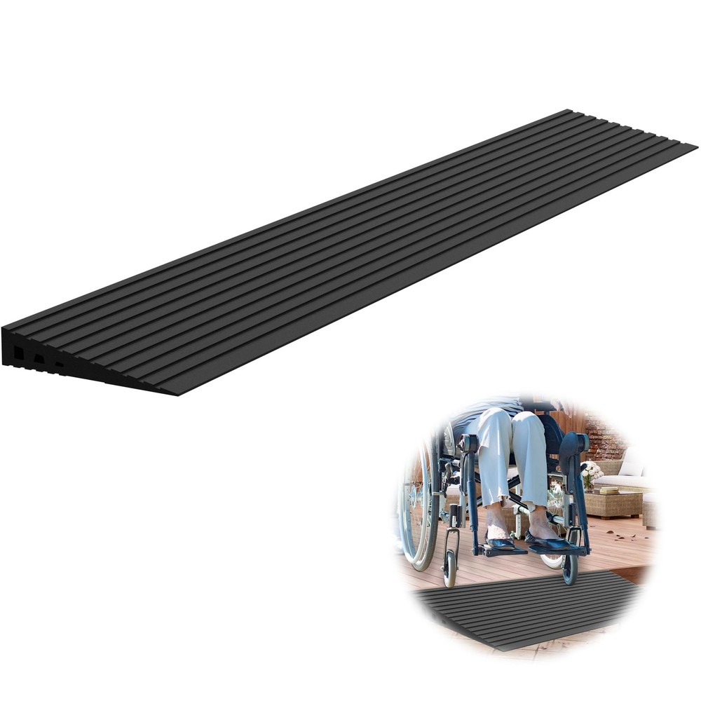 Nuvium 1″ Rise Threshold Ramps for Doorways, 2000 Lbs Load Rise, Black