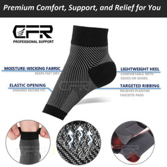Foot Plantar Fasciitis Arch Support Compression Socks Ankle Heel Brace Copper CF