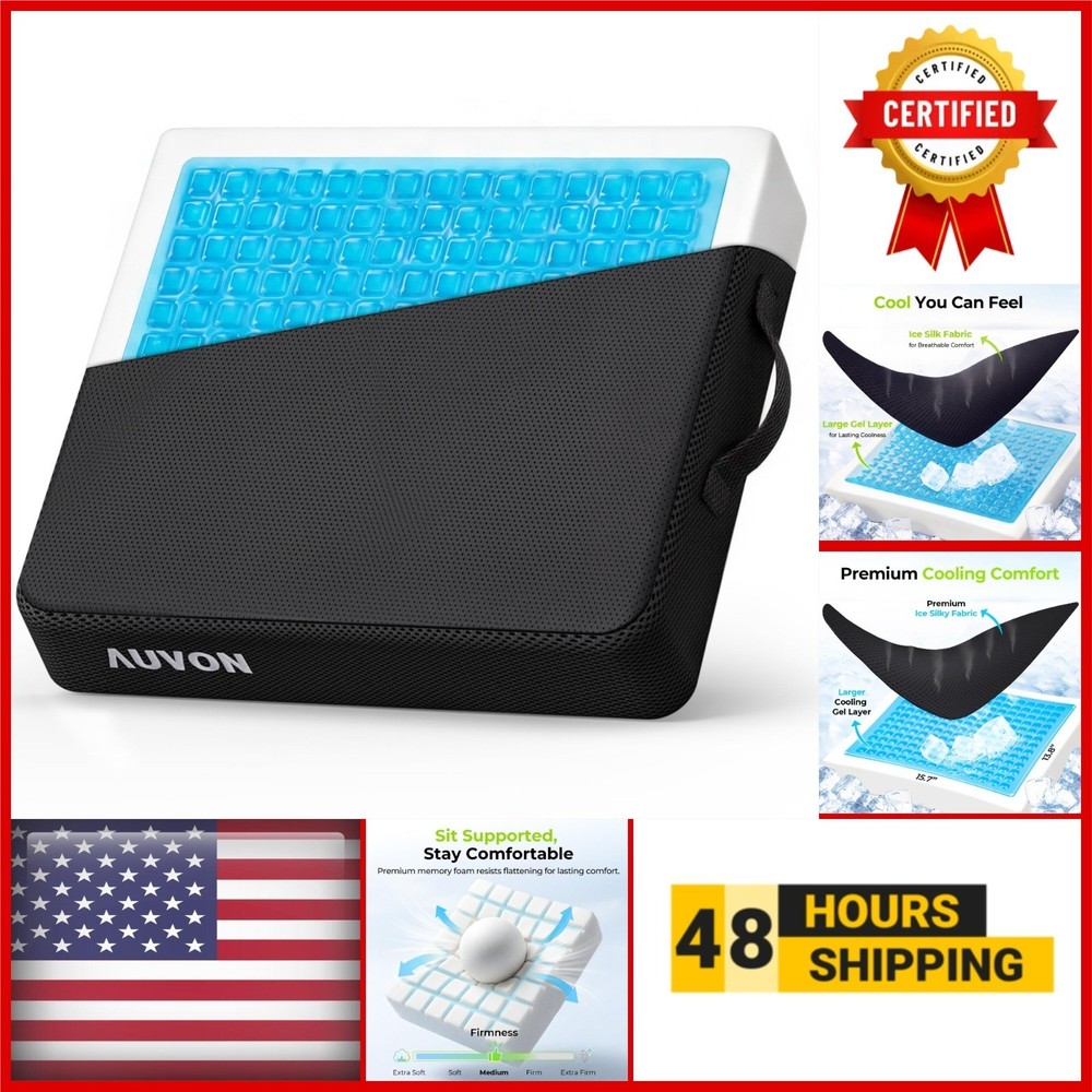AUVON Gel Ventilation Seat Cushion | Memory Foam | Waterproof | Anti-Sore