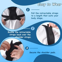 King Mills Plus Size Back Brace, Brace Posture XXX-Large, Black