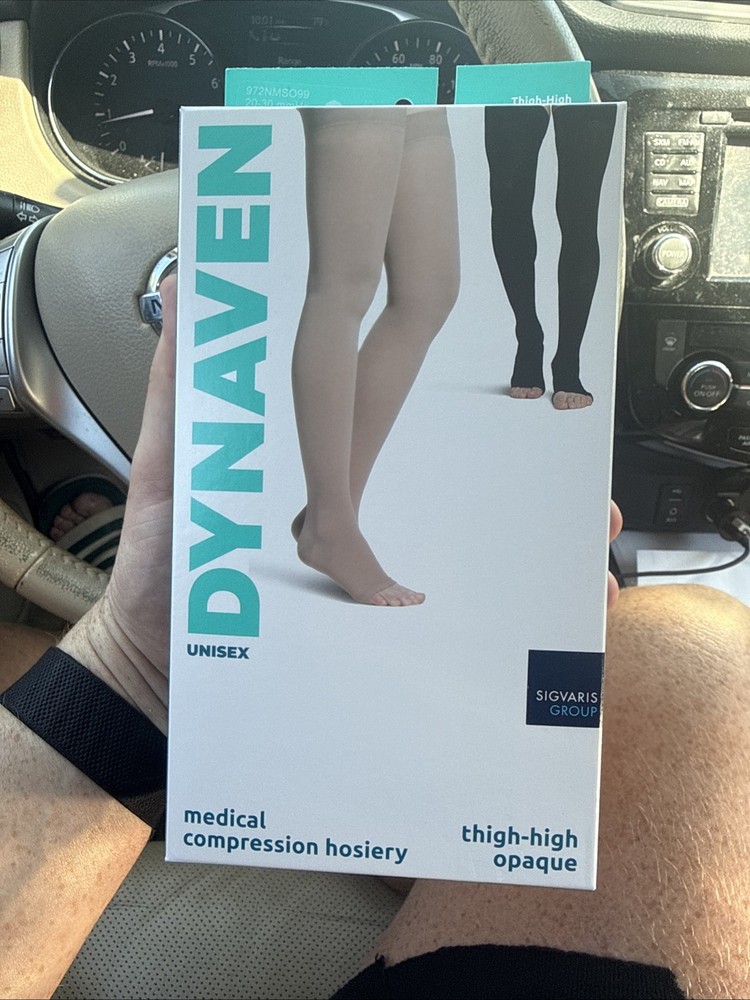 Sigvaris Dynaven 20-30 mmHg Thigh High Compression Stockings Black MS NEW