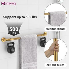 3 Pack Anti Slip Safety Grab Bar Bundle, 12″ 16″ 16″ Gold Commercial Bathroom…