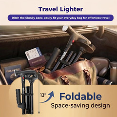 Walking Cane for Seniors, 3-in-1 Folding Cane with Alarm Light, Adjustable