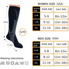 Compression Socks 2x Pairs High Performance Firm Calf Support, Size S M L XL 2XL