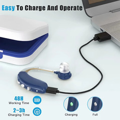 1 Pair Digital Hearing Aid Severe Loss Rechargeable BTE Ear Aids Noise Canceling