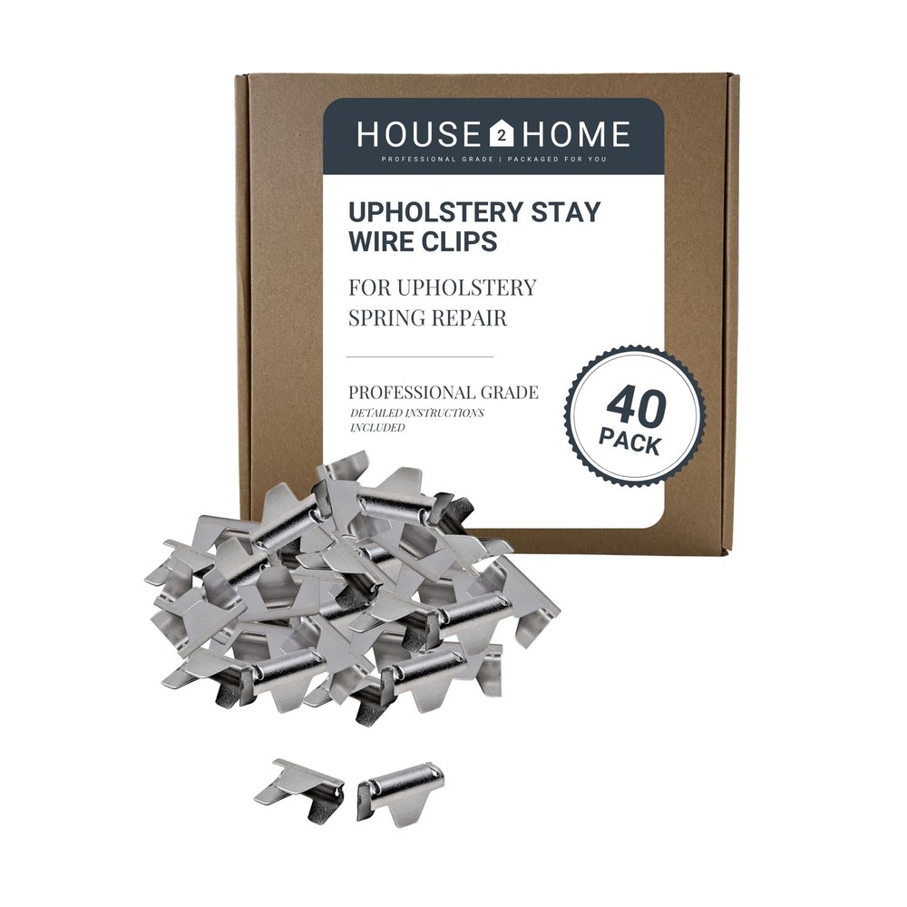 House2Home 40 Pack Upholstery Stay Wire Clips for Sofa, 40 Count, Silver