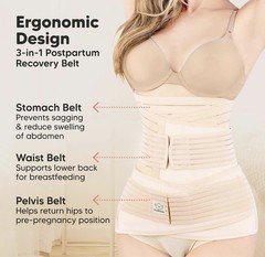 KeaBabies Revive 3-in-1 Postpartum Recovery Support Belt Beige EUC 2 belts