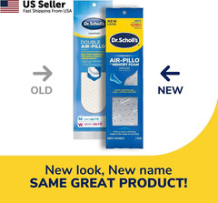 Dr. Scholls Air-Pillo Double Insoles Unisex (2 Pack) 1 Pair (Pack of 2), Black