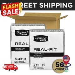 Depend Real Fit Incontinence Underwear for Men, Adult Diapers, S/M, Grey, 56