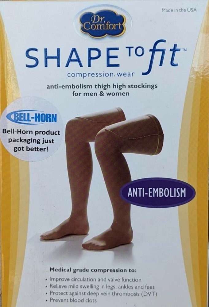 Anti-Embo Thigh High, Reg Length, Silicone Band, 18mmHg (Size: Small) Beige