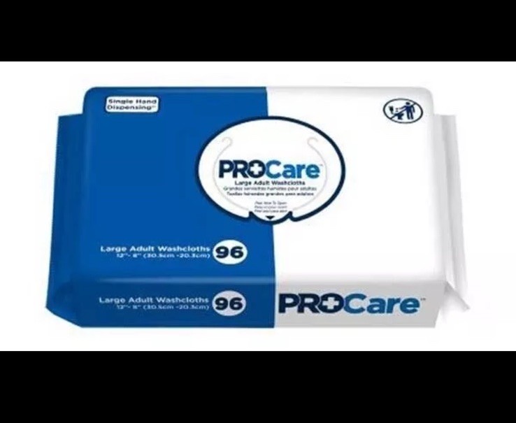 ProCare Large Adult Washcloths – 96 Count – Single Hand Dispensing