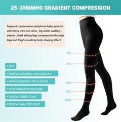 Firm Compression Pantyhose Unisex S-2XL Soft Nylon Closed Toe Black/Beige Wear
