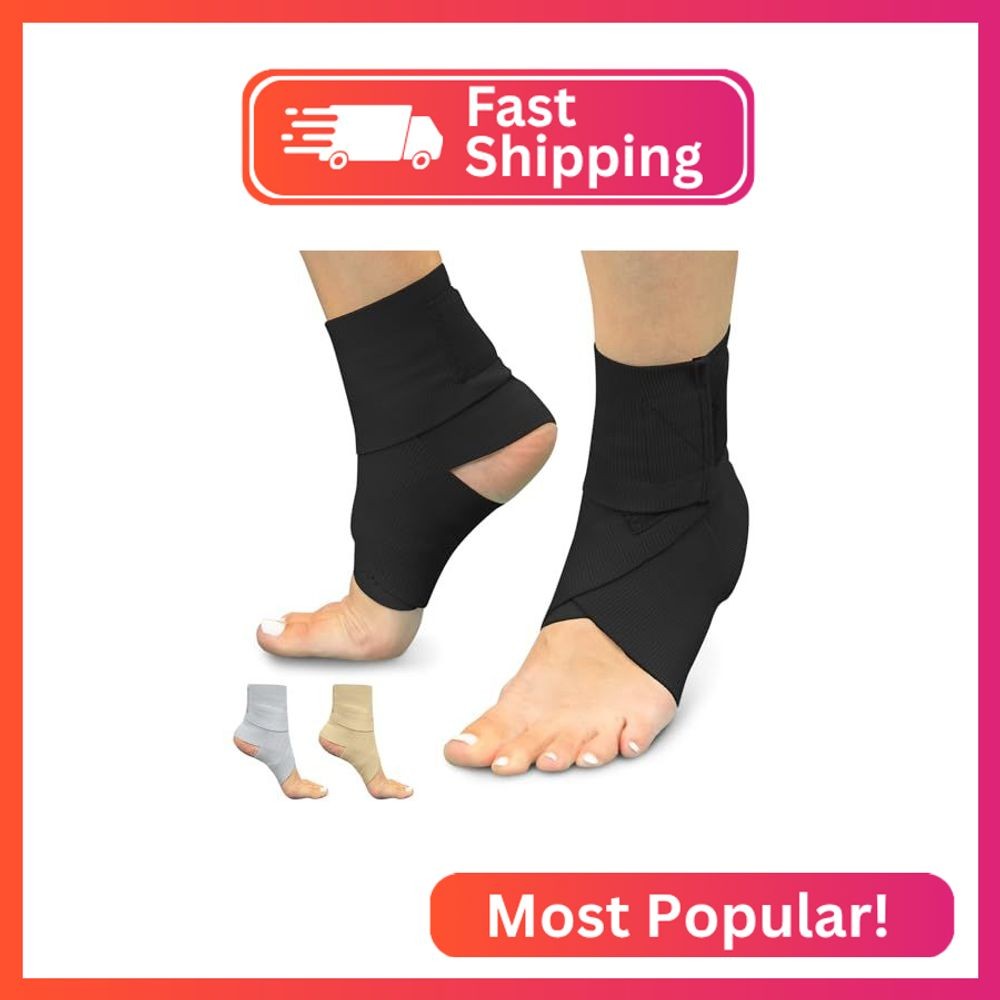 Vive Ankle Wrap (2 Pack) – Strap Heel Brace Stabilizer for Sprained Foot – Breat