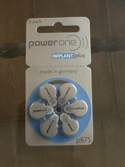 Power One Implant Hearing Aid Batteries Size 675 P675 6 Pack Zinc Air Germany