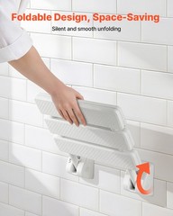 VEVOR Foldable Shower Seat Wall Mounted Folding PP Shower Bench 220LBS Loading